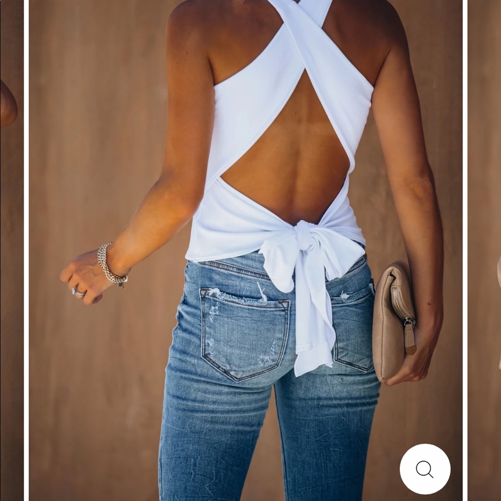 Vici white tie back strappy tank Xs